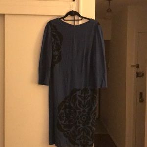 Blue with black print dress